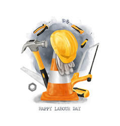 Watercolor Happy Labor Day Hand Drawn