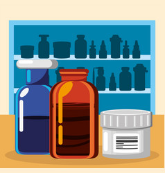 Pharmacy Shelves With Medicines