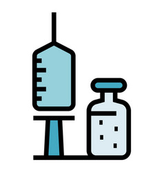 Vaccine Syringe Ampule Icon Flat