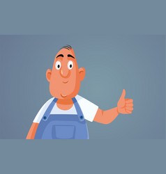 Smiling Worker Holding Thumbs Up Cartoon