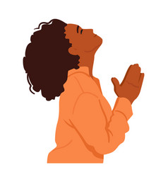 Black Female Character Praying Woman Raises Up