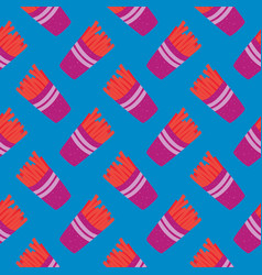 French Fries Seamless Pattern On A Blue V