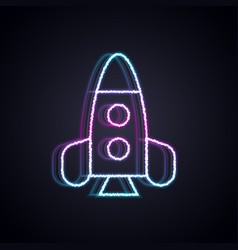 Glowing Neon Line Rocket Ship Toy Icon Isolated