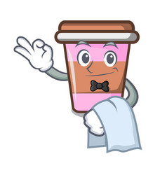 Waiter Coffee Cup Mascot Cartoon