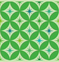 Atomic Stars On Green Circles Seamless Pattern