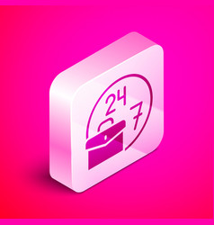 Isometric Always Busy Icon Isolated On Pink