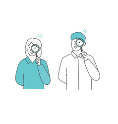 Man And Woman Holding A Magnifying Glass