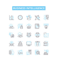 Business Intelligence Line Icons Set