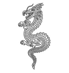 Hand Drawn Of Dragon In Entangle Style