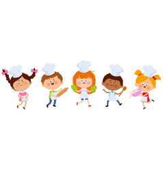 Diverse Group Of Children Chefs Cooking