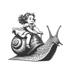 Girl Riding Giant Snail