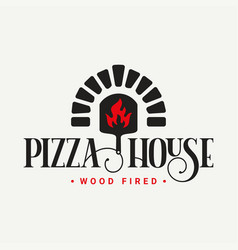 Pizza Logo With Shovel And Oven Flame