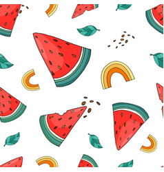 Summer Pattern With Watermelon And Rainbow