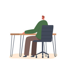 Man Sitting At Desk Rear View Working