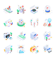 Pack Of Social Media Platforms Isometric Icons