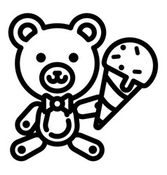 Teddy Bear With Icecream Flat Icon Isolated