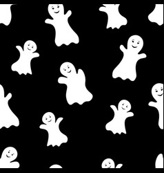 Cute Kids Seamless Ghosts Pattern White Smiling