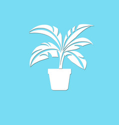 White Potted Plant Icon On Blue Background