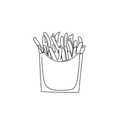 French Fries In One Line Drawing Style