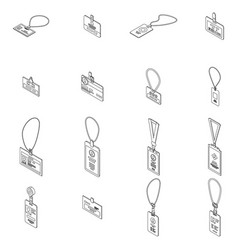 Id Card Icons Set Outline