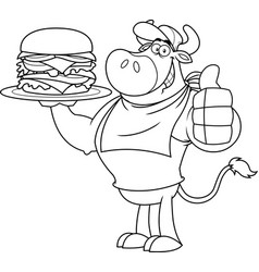 Outlined Bull Cartoon Character