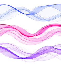 Set Of Color Waves Abstract Curved Lines