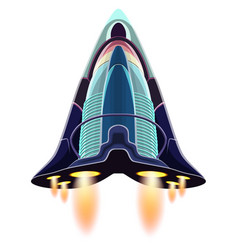 Cartoon Futuristic Spaceship With Flame