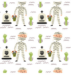 Mummy Graveyard Halloween Pattern