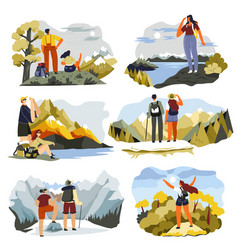 People Traveling And Hiking In Mountains