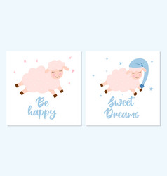 Children Cards With Sheep Goodnight