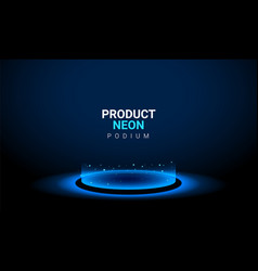 Neon Podium Background Blue Light 3d Platform