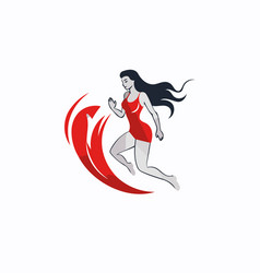 Running Woman Isolated On A White Background