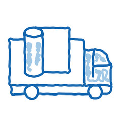 Carpet Cleaning Truck Doodle Icon Hand Drawn