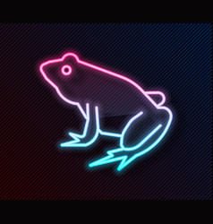 Glowing Neon Line Frog Icon Isolated On Black