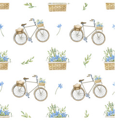 Seamless Pattern With Old Retro City Bicycle