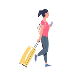 Woman Character With Smartphone Walking