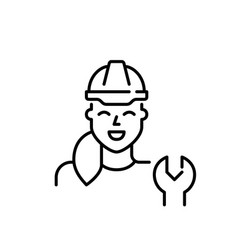 Woman Hard Hat With Wrench Skilled Technician