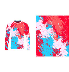 Long Sleeve Jersey Red Blue White Grunge Texture