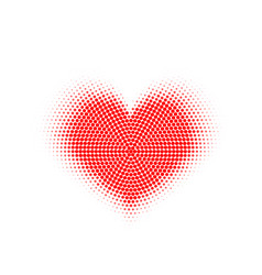 Red Halftone Heart With Radial Mosaic Dot Pattern