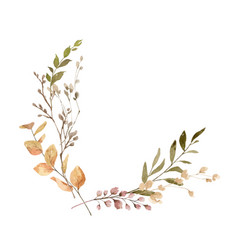 Watercolor Wreath With Dry Autumn Twigs