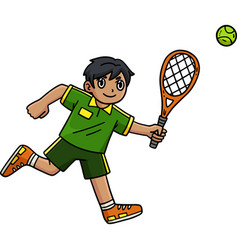 Tennis Player Chasing A Ball Cartoon Clipart