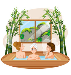 Three Women Wooden Hot Tub Spa