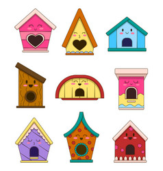 Cute Cartoon Birdhouse With Face Emotions House