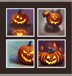 Set Of Four Square Sets Spooky Pumpkins