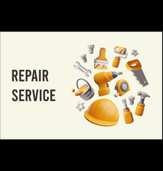 Repair Service Banner Tools And Supplies 3d