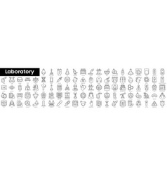 Set Of Outline Laboratory Icons Minimalist Thin