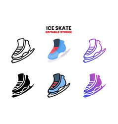 Ice Skate Icon Set With Different Styles