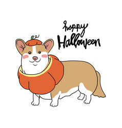 Corgi Dog In Pumpkin Halloween Costume Cartoon