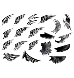 Set outline heraldic wings Royalty Free Vector Image
