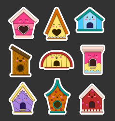 Cute Cartoon Birdhouse With Face Emotions Sticker